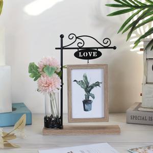 TEMU 창의적인 철제 아트 사진 프레임 디스플레이 테이블 4*6인치 포토 데스크탑 수경 장식 커플 생일 휴일 선물 양면 사진 홀더 애완 동물 사진 가족 기념 사진 프레임 홈 데코