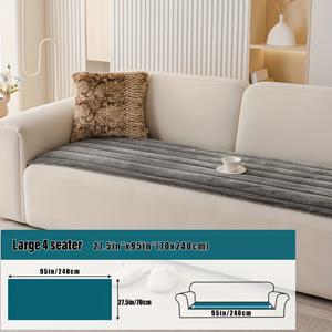 TEMU 부드러운 퀼트 소파 쿠션, 가을과 겨울에 따뜻함을 위한 두꺼운 보헤미아 폴리에스터 소파 커버, 애완동물 친화적, 세탁기 사용 가능, 2인용, 3인용 또는 4인용 소파에 적합, 수직 줄무늬가 있는 클래식 디자인, 100% 폴리에스터 원단, 거실용 소파