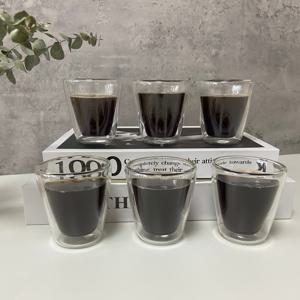 TEMU 80ml 농축 커피 컵 6개 세트, 내열 투명 유리, 주류잔, 차 우려내기 컵, 컵, 샷잔, 가정 및 식당용 음료잔, 선물용 드링크웨어