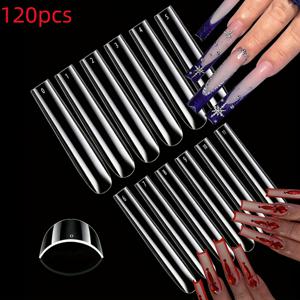 TEMU 120개 세트 투명 프레스온 네일 프렌치 팁 - 롱 스퀘어 젤 네일 익스텐션 키트, 12가지 길이 DIY 홈&살론용 - 강력한 팁 네일 페디큐어/매니큐어 (모든 네일 폴리쉬 호환)
