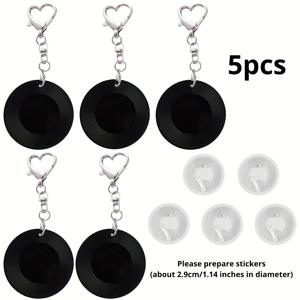 TEMU NFC 태그가 있는 5개 미니 바이닐 레코드 키체인 - 하트 펜던트 빈 CD 키체인, 생일, 기념일, 크리스마스, 졸업 및 파티용 음악 선물, 파티 선물, 내구성 있는 NFC 키체인