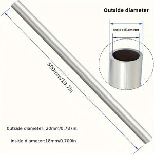 TEMU 길이 500mm 19.68인치 튜브 6063 튜브 1개, 속이 빈 원형 바, 가정 장식 및 기타 용도로 적합