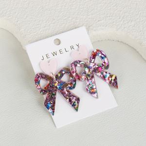 TEMU 1쌍 반짝이는 리본 캔디 페이퍼 아크릴 귀걸이, 귀여운 빈티지 선물 액세서리