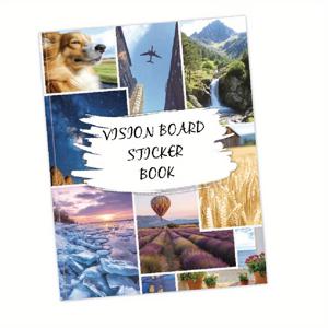 TEMU 여행 비전 스티커북, 창의적 핸드북 및 시각적 동기 부여 도구, 170장의 스티커, 영감을 주는 명언, 일러스트 및 기타 콘텐츠 포함, 스티커와 그래픽을 사용하여 개인 목표 또는 이상적인 삶의 시나리오를 계획, 기록 및 추적