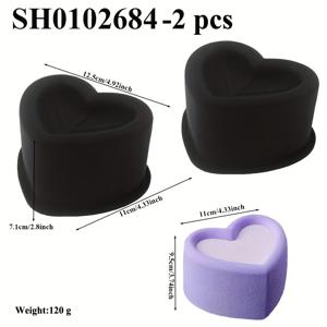 TEMU 2pcs 하트 모양 실리콘 케이크 모양 - 프랑스 무스 & 버터크림 디저트 팬 데이, 크리스마스, 할로윈, 부활절, 추수 감사절 - 베이킹 용품, 비스킷, 쉬운 릴리스, 내구성 디자인, 케이크 베이킹 용품, 휴일 디저트 준비, 로맨틱 주방 용품, 쉬운 릴리스 베이킹 용품