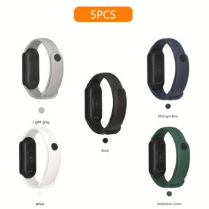 TEMU 샤오미 미밴드 3/4/5/6/7/8/9/10 및 미밴드 팔찌 교체 스트랩 5개 세트, 소프트 손목밴드, 미 피트니스 생태계 호환, 스마트폰 호환 (호환 목록 설명 참조)