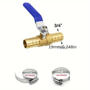 TEMU 3/4인치 및 5/8인치 PEX 황동 볼 밸브 풀 포트 + 스테인리스 호스 클램프 2개, 온수/냉수 정원 관개용