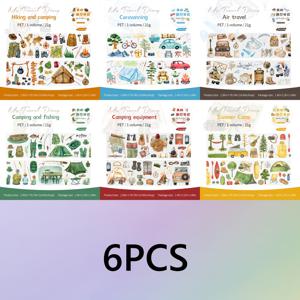 TEMU 마이 트래블 저널 시리즈 방수 PET 와시 테이프 6롤 - 스크랩북킹, 저널, 플래너, DIY 공예용 자체 접착식 여행 테마 스티커 테이프 - 여권 도장 & 여행 패턴, 필요 없음