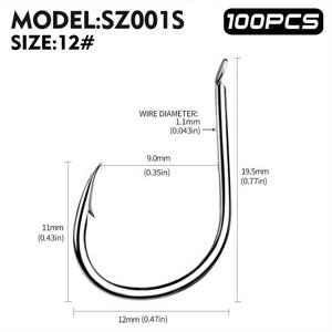TEMU PROBEROS 100 스틸 낚시 바늘, 사이즈 10/0#-14/0#, 새로운 기계적 디자인, 바드 눈 특징, 변형 저항 및 강력한 관입 제공, 바닷물 및 민물 대형 게임 낚시 모두에 적합