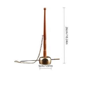 TEMU 나무 손잡이 티베트 핸드 벨, 황동 싱잉 볼, 명상 및 기도 벨, 종교적 만트라 악기, 구리 재질 (옷 1개 포함), 요가, 수면 보조, 홈 및 침실 장식품으로 적합