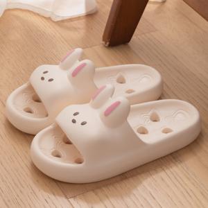 TEMU 귀여운 토끼 욕실 아기 슬리퍼, 미끄럼 방지, 물 배출 기능, 남아 여아 모두 실내 사용에 적합, 가족 및 커플에게 완벽