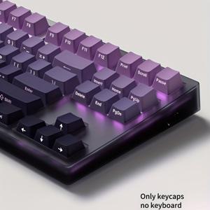 TEMU 130+ 키 PBT 더블샷 키캡 세트, 그라데이션 퍼플 & 그라데이션 그레이, OEM , MX 기계식 키 호환, 다양한 게이밍 기계식 키보드용
