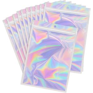 TEMU 여자/남자 선물용 포일 지퍼 백 50개입 (6X9인치), 사탕, 보석, 인조 속눈썹, 립글로스 포장에 적합한 재밀봉 가능한 마일라 파우치