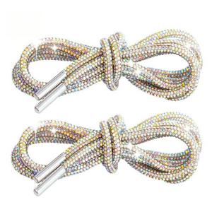 TEMU 반짝이는 라인석 신발끈 1쌍, 둥근 블링 로프 끈, 스니커즈, 정장화, 부츠에 적합 - 크리스마스, 할로윈, 졸업식, 신학기 행사를 위한 글리터 파티 - 간편한 교체용 신발끈