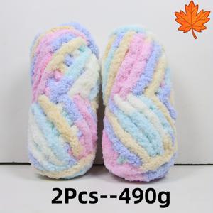 TEMU 2개입 고급 쉐닐 얀 - 17.28oz/1팩, 핸드메이드 담요, 스카프, 애완 동물 침대 & 홈 데코용 초대형 소프트 & 두꺼운, 혼합 색상, 폴리에스터, 공예 용품, 아늑한 홈 데코, 플러시 질감, 고품질 얀, 공예 프로젝트