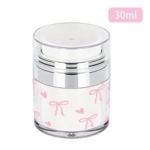 TEMU 1개, 투명 진공 누름식 병, 은색 디자인, 크림, 로션, 세럼, 크리미/밀키 제품용 휴대용 여행용 디스펜서, 리필 가능, 누수 방지 누름식 펌프, 출장 및 여행 시 메이크업과 뷰티 애호가를 위한 필수품, 핑크 리본과 하트 패턴