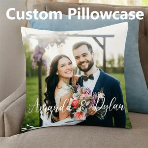 TEMU 맞춤형 사진 베개커버, DIY 쿠션 커버, 웨딩 기념품 장식, 개인화 사진 소프트 커스터마이징, 독특하고 개인화된 이상적인 선물, 그녀, 남자친구, , 아빠, 엄마, 가족, 친구, 애완동물 기념일에 적합