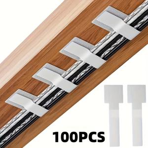 TEMU 50/100개 흑백 고강도 타이; 와이어 케이블 타이 패스너; 자체 접착식 와이어 정리기; 벽걸이형 케이블; 컴퓨터 케이블 타이 네트 케이블 정리기; 자체 접착식 패스너; 다기능 와이어 관리 스티커; 나일론 데이터 케이블 정리기; 탁상용 데이터 케이블 및 컴퓨터 케이블 관리, 다용도 및 사무용 테이프