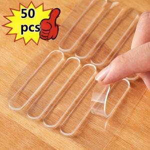 TEMU 50개입 사무실 & 가정용 문 및 캐비닛 범퍼 스트립, 다목적 투명 긴 스트립, 잔여물 없는 안티슬램 도어 패드, 자가 접착 범퍼 쿠션 6.3x1cm/약 2.48x0.39x0.07인치, 문 손잡이, 냉장고, 캐비닛에 적합 - 소음 감소 솔루션