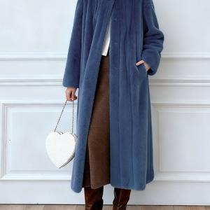 TEMU 여성 겨울 따뜻한 후드 인조 밍크 롱코트 페이크 퍼 캐주얼 점퍼 일상 통근 SLIM GIRL 슬림소녀