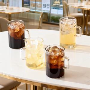 TEMU 유리 머그컵 500ML 4개 세트 투명 컵 식당 가정 사무실 다용도