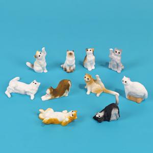 TEMU 10개 귀여운 고양이 피규어 | 가볍고 튼튼하며, 섬세한 레진 공예품, 가정 장식용, 다양한 고양이 품종 포함 - 크리스마스, 할로윈, 부활절 선물로 이상적