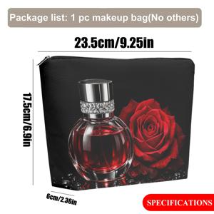 TEMU 1개 스타일리시 향수 (빨간 장미 린넨 메이크업 가방 포함) | 접이식 & 휴대용, 지퍼 잠금, 남녀공용, 여행용 보관 & 데일리 사용에 적합, 가볍고 세탁기 사용 가능, 친구, 생일, 졸업, 휴일에 완벽한 선물