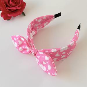 TEMU 발렌타인데이 여성용 우아한 프린트, 하트, 장미, 플로럴 프린트 토끼 귀 챙 넓은 매듭 헤어밴드 1개, 높은 크라운 압박 헤어 액세서리, 사진 촬영, 패셔너블한 데일리웨어, 발렌타인데이 데이트, 파티, 일상 외출용 헤어스타일 액세서리에 적합