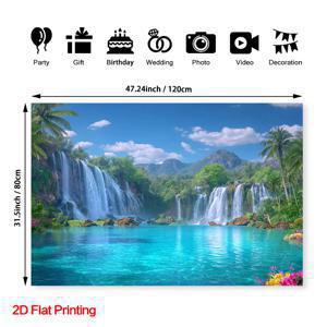 TEMU 1개 트로피컬 폭포 풍경 아트 사진 배경 | 폴리에스터 원단, 간편한 걸이, 가정, 졸업식, 정원에 적합, 생일 축제 파티 장식, 야외 파티 & 휴일 선물, 웨딩 포토 스튜디오 소품으로 이상적