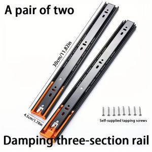 TEMU 블랙 스틸 소프트 클로즈 드로어 슬라이드 1쌍, 두 세트 포함, 양면 볼 베어링, 컬러드 플라스틱 레버, 스크루 포함, 쉬운 설치. 드로어는 안전하게 닫히며, 강력한 로드 캐피티와 소음 감소 기능을 제공하며, 부드럽고 내구성이 뛰어나며 조용한 작동을 제공합니다.
