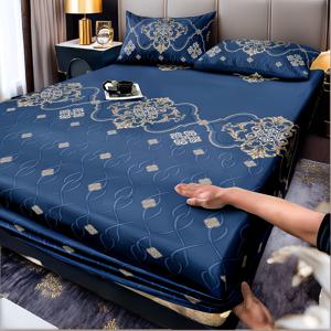 TEMU 3개 세트 법정 유럽 스타일 로열 블루 자카드 침구, 1개 침대 커버 및 2개 베갯잇 포함 - 부드러운 라이트 베이지, 간편한 관리 - 내구성이 뛰어나 모든 계절 장식에 적합