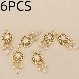 TEMU 6개, 유럽 및 미국 패션 - 인레이 도금 구리 - 정교한 기하학 패턴 체인 참 및 펜던트 - DIY용 남녀공용 패션 펜던트, 목걸이, 귀걸이, 팔찌, 가방 참, 주얼리 제작 액세서리에 적합. 크리스마스, 할로윈 및 기타 휴일 선물에도 적합