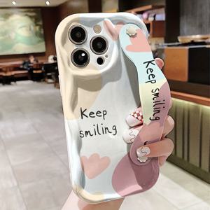 TEMU 폰 케이스: 애니메이션 패턴 프린트가 있는 크림색 스트랩 스타일 충격 방지 폰 케이스, 애플 시리즈 11/12/13/14/15/16 Pro Max 및 삼성 시리즈 A06/A16/A26/A36/A56/S23/S25 Ultra 호환