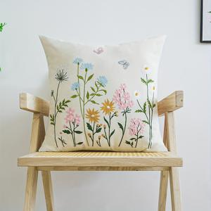 TEMU 매력적인 꽃 자수 쿠션 커버 - 부드러운 폴리에스테르, 지퍼 클로저, 세탁기 사용 가능 - 소파 및 홈 데코에 완벽 (베개 미포함)