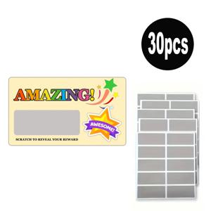 TEMU 30장/세트, 3.5x2인치, DIY 학생 스크래치 상품, 교사용 교실 학용품, 개학 인정 보상 스크래치 카드