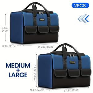 TEMU TWIHNUNT 2개 세트, 사각 디자인 다기능 대용량 내구성 강화 도구함 – 전기공, 목수, 정비사, 작업장, 자동차 수리, 홈 레퍼레이션, 가드닝 및 야외 활동에 이상적인 멀티포켓 와이드 오프너 오거나이저, 튼튼한 포켓, 휴대용 도구세트, 전문가용 DIY 툴킷, 전기공 도구함