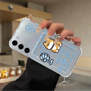 TEMU 갤럭시 S20 FE, S21 플러스, S22 프로, S23 울트라, S24, 4G, 5G, A12, A13, A14, A22, A23, A32, A41, A51, A52, A53, A71, A72, A73 호환 캐릭터 귀여운 컬러 투명 휴대폰 케이스 - 고급 공예, 방수 기능, 사진 홀더, 카드 슬롯, 명절 선물용
