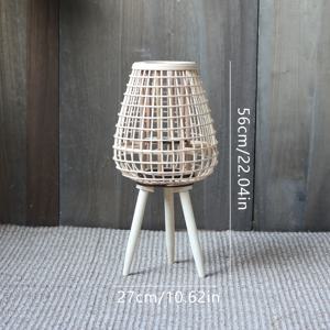 TEMU 수제 라탄 바닥 스탠딩 풍등, 벽난로 옆 캔들 홀더, 다양한 사이즈, 높이 조절 가능한 장식용 랜턴