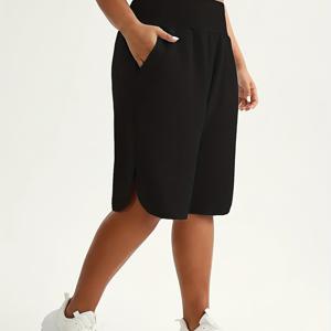 TEMU 플러스 사이즈 - 플러스 사이즈 루즈핏 컬러 블록 포켓 반바지