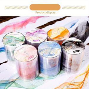 TEMU 6롤 방수 PET 테이프, 골든 스월 시리즈, 저널, 노트북, 물병, 휴대폰 케이스, 명절 카드, 가족과 친구를 위한 선물 포장용 DIY 장식 공예