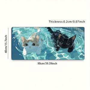 TEMU 1대형 게이밍 마우스 패드 - 장난기 넘치는 수영장 장면과 두 마리 고양이 디자인, 미끄럼 방지 및 세탁 가능한 고무 베이스, 오피스용 대형 데스크 매트, 컴퓨터 데코 액세서리, 얼룩 방지 게이밍 마우스 패드, 게이머를 위한 이상적인 선물, 스타일리시한 오피스 데스크 데코 및 스터디 액세서리