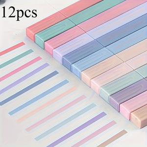 TEMU 12색 모란디 그라데이션 색상 펜, 눈 보호를 위한 형광 펜, 대용량 사선 헤드 플래너 펜