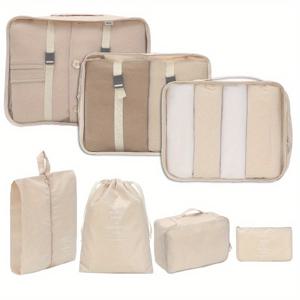 TEMU 패킹 정리함, 휴대용 PC 보관 세트, 대용량 수납, 홈 여행용, 여행 보관 가방 정리함, 휴대용 여행 정리 가방, 분리형 가방, 다기능 의류 및 짐 정리 가방, 7피스 세트, 압축 가능한 수납 가방