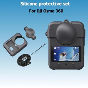 TEMU DJI 오스모 360 호환 실리콘 보호 세트 - 카메라 커버, 분실 방지 스트랩 & 렌즈 보호기, 스크래치 및 충격 방지, 고품질, 정밀한 버튼 커트아웃, DJI 오스모 360 액션 카메라 호환, 강화된 안전 부착을 위한 분실 방지 로프 포함, DJI 오스모 360 카메라용 소프트 러버 디자인