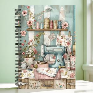 TEMU 바느질 영원 테마의 나선형 노트 - 14.48X21.08Cm, 고품질 대학교 칸막이 종이로 제작, 학교, 사무실 사용 또는 친구, 가족, 선생님 및 학생을 위한 선물로 적합. 학교 및 사무용품, 필기 저널로 좋습니다.