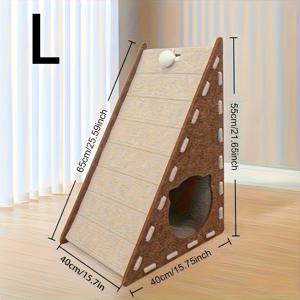 TEMU 2-in-1 삼각형 고양이 스크래치 패드 펠트 침대 + 플러시 토이 볼, 내구성 강한 털빠짐 없는 구조, 사계절 실내 고양이용 놀이 및 발톱 갈기