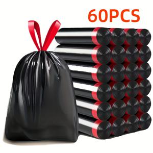 TEMU 두꺼운 튼튼한 드로스트링 쓰레기 봉투 - 누출 방지 및 냄새 방지 기능, 빨간색 풀 스트링이 특징입니다. 사무실, 가정 및 레스토랑에서 다양한 종류의 쓰레기 사용에 적합합니다. 튼튼하고 휴대하기 쉬우며 오래 지속됩니다.