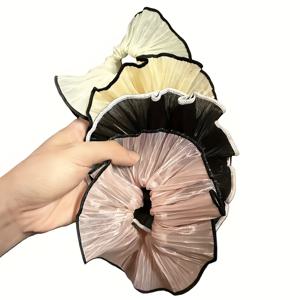 TEMU 여성용 레트로 솔리드 컬러 & 플로럴 스크런치 4개 세트 - 포니테일, 번, 브레이드에 적합한 탄력 있는 헤어밴드 - 캐주얼, 웨딩, 파티용 우아한 플리츠 헤어 액세서리