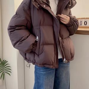 TEMU 가을/겨울 여성용 루즈핏 후드 따뜻하고 스타일리시한 캐주얼 재킷