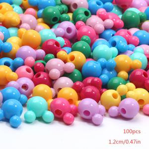 TEMU 100개 딥 컬러 아크릴 비즈 | 12mm 마우스 헤드 비즈, 주얼리, 팔찌, 목걸이, 키체인 및 공예 액세서리 제작에 적합 - 주얼리 제작자 및 공예가에게 이상적 - 창의적인 개인을 위한 완벽한 선물